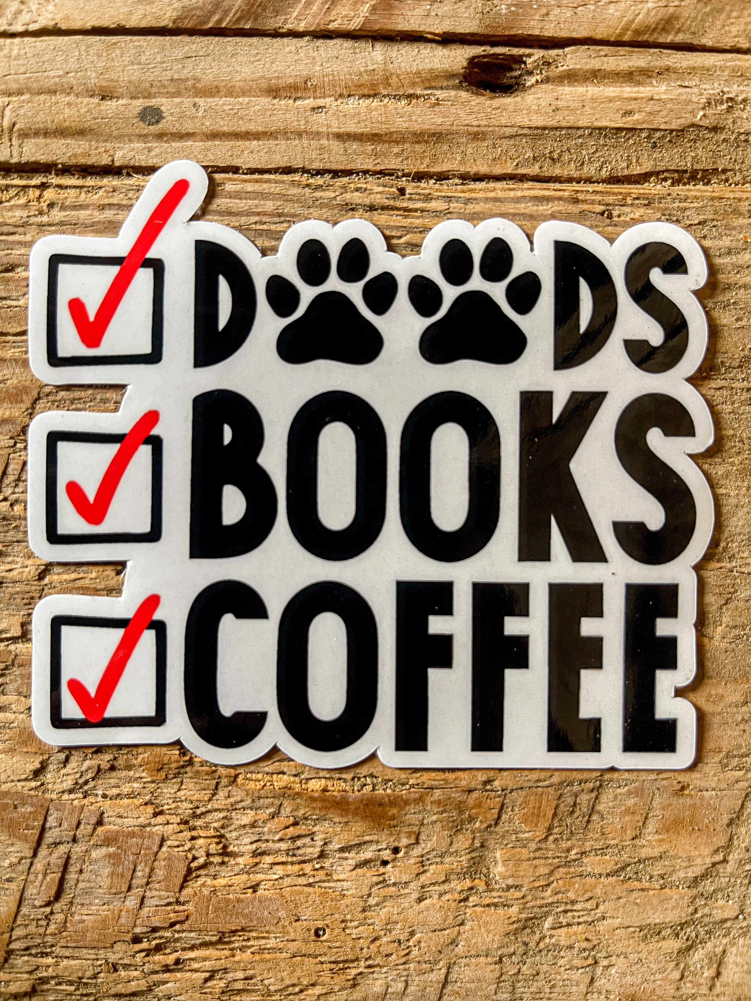 Doods, Books, Coffee Sticker