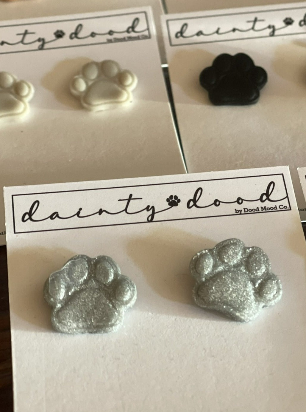 PAW PRINT STUDS - Glittery Clay