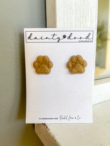 PAW PRINT STUDS - Glittery Clay